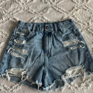 American Eagle Outfitters Light Blue Distressed Jean Shorts